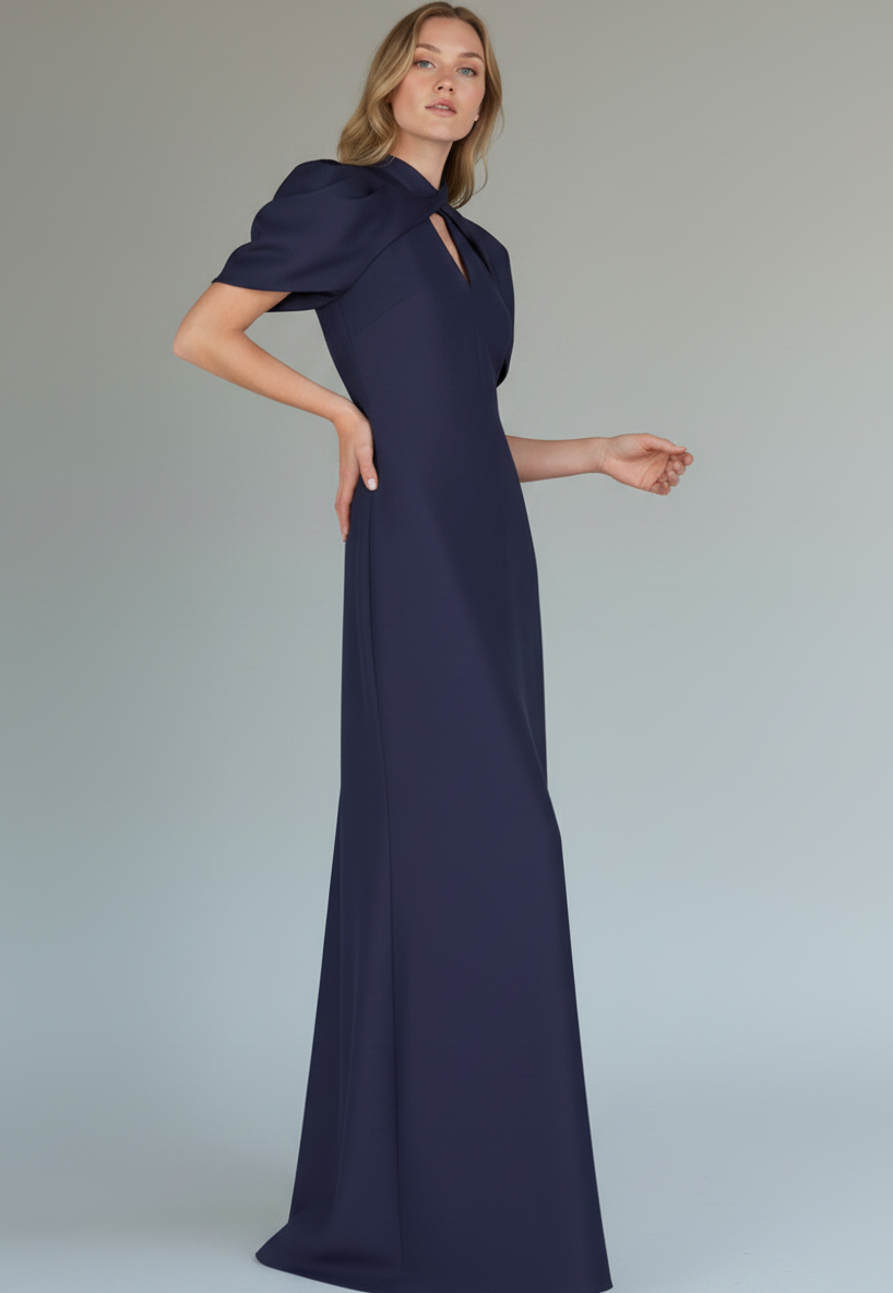 ABF-A09 DARK BLUE MIKADO DRESS