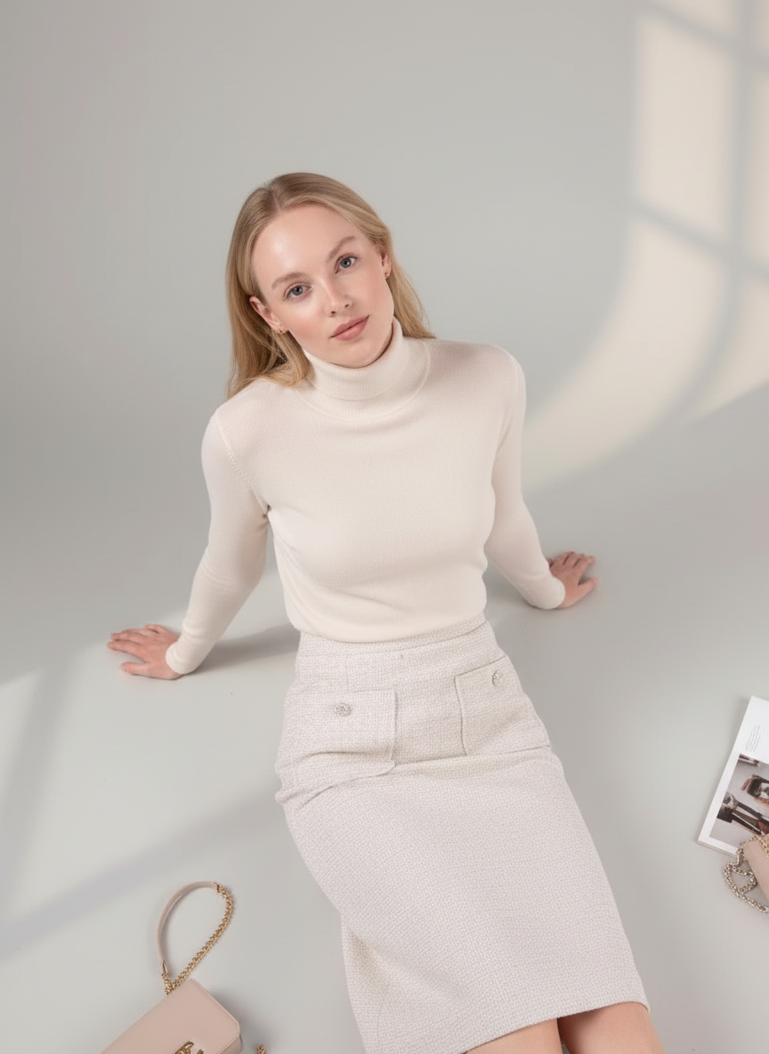 MUN-MNA7032 ECRU NINA TURTLENECK