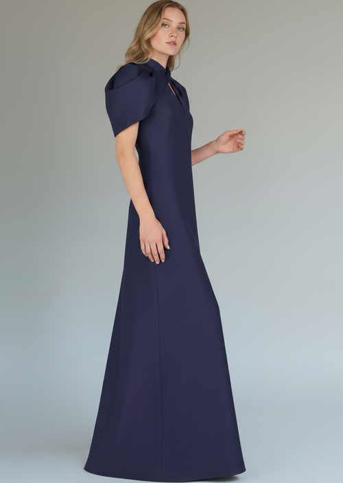 ABF-A09 DARK BLUE MIKADO DRESS