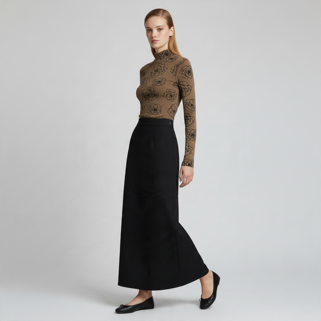 INO-M2-316BR BROWN ROSE PRINT TURTLENECK