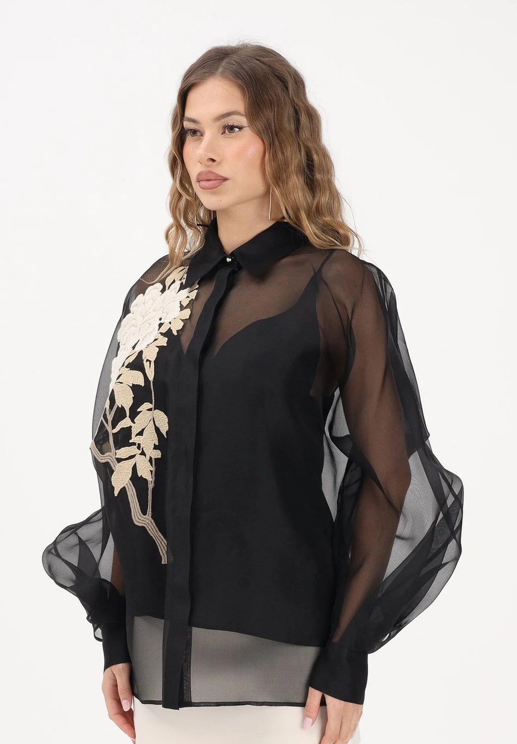 MAX-2121014 MSELIBBRA BLACK FLOWER BLOUSE