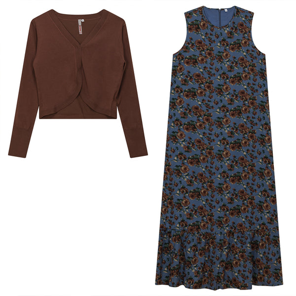 GIN-WB3CPT4860 DENIM PRINT DRESS