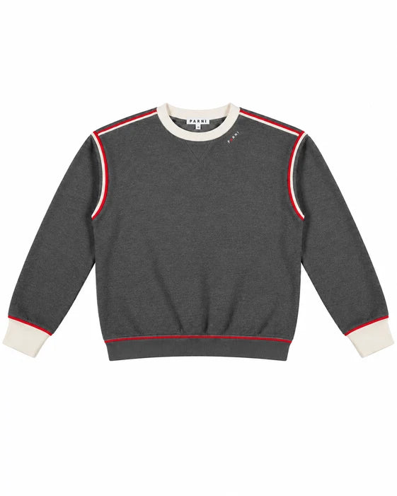PAR-T569 BLACK CONTRAST PIPING SWEATSHIRT