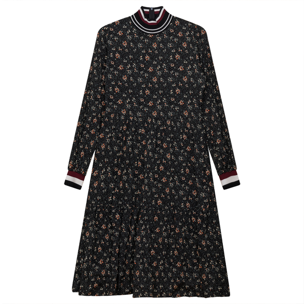 NON-WB3CYT2214 BLACK PRINT DRESS