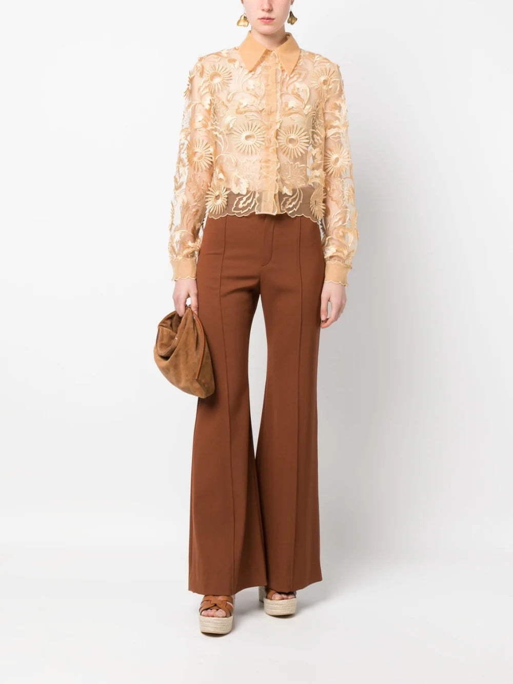 ABF-0217 BEIGE TULLE BLOUSE