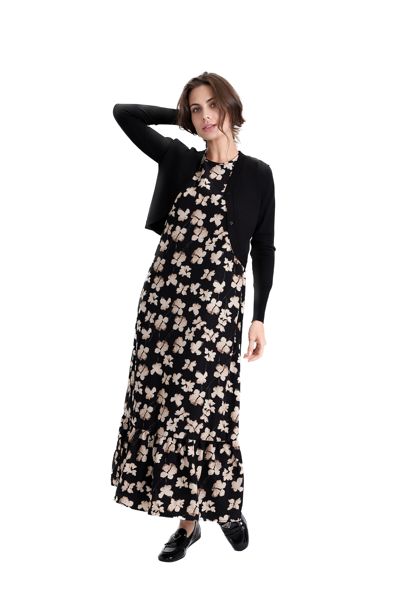 GIN-WB3CPT4860 BLACK PRINT DRESS