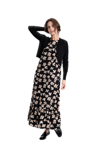 GIN-WB3CPT4860 BLACK PRINT DRESS