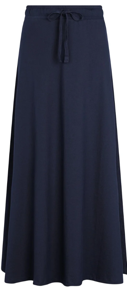 PAR-SK527 NAVY DRAWSTRING MIDI SKIRT