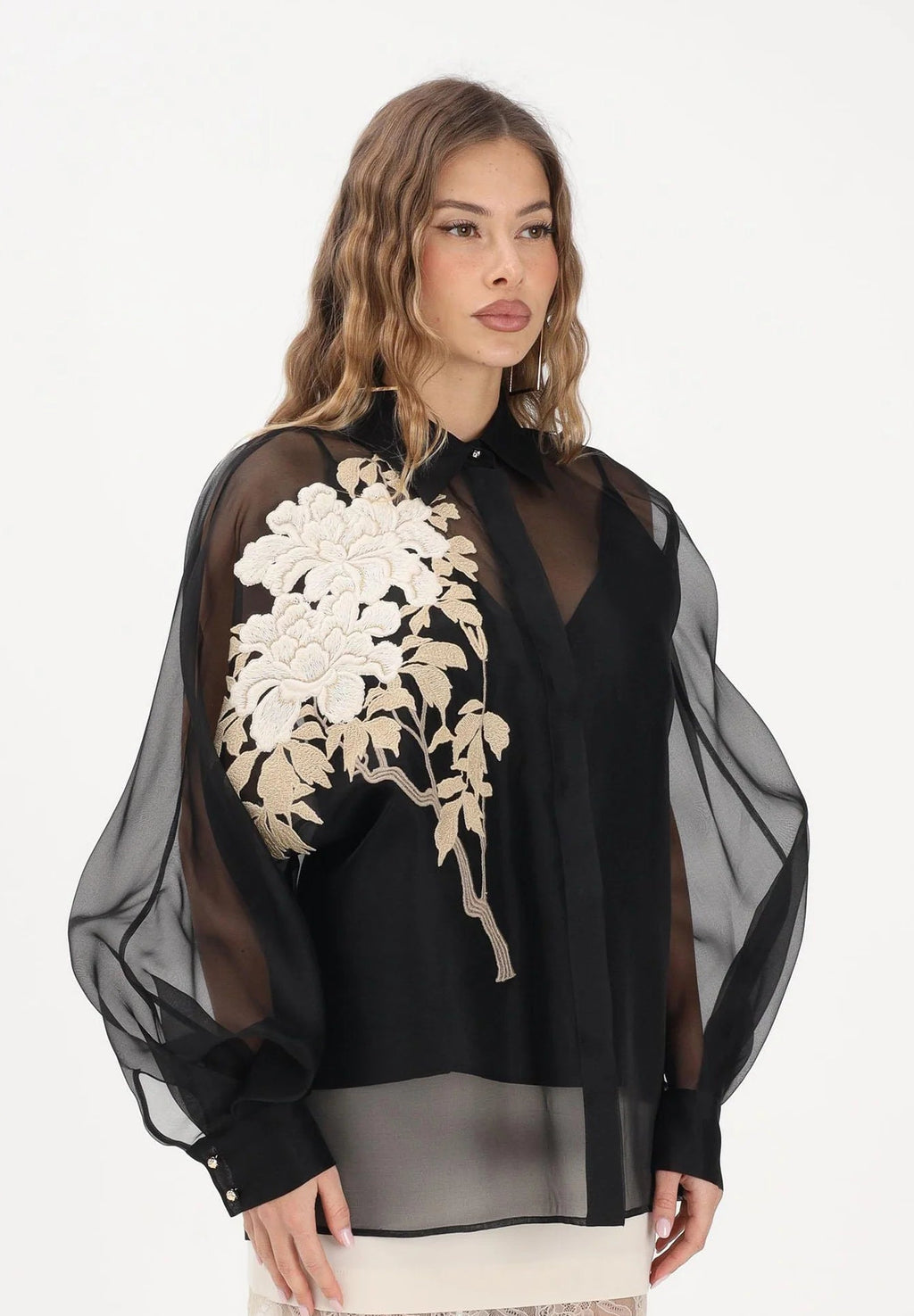 MAX-2121014 MSELIBBRA BLACK FLOWER BLOUSE