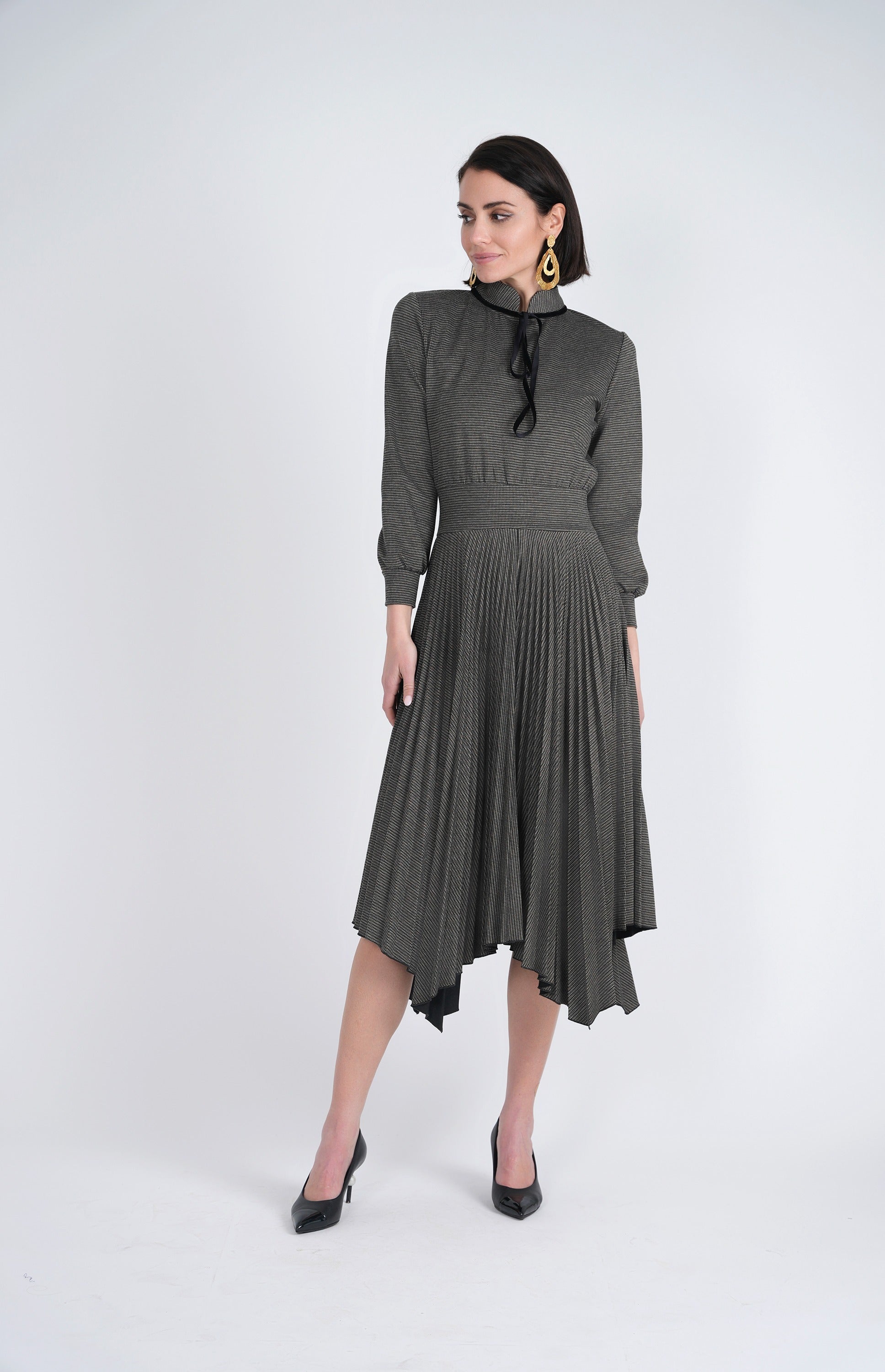 DEJ-DW3M8677A HOUNDSTOOTH DRESS