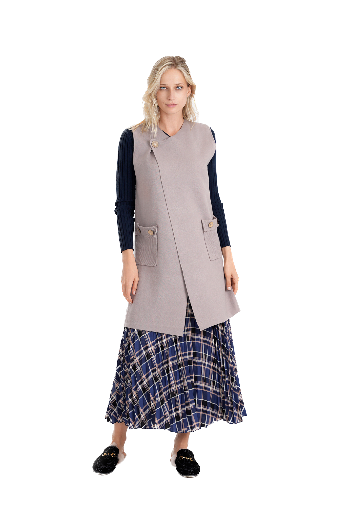 GIN-WB3CPT4870 TAUPE LONG VEST