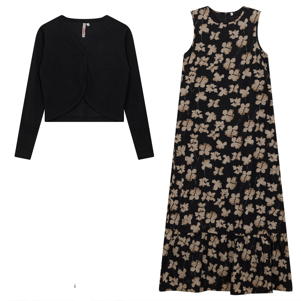 GIN-WB3CPT4860 BLACK PRINT DRESS