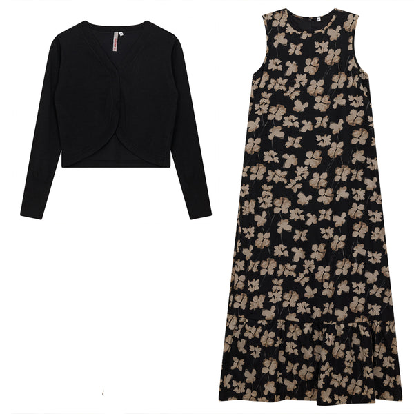 GIN-WB3CPT4860 BLACK PRINT DRESS