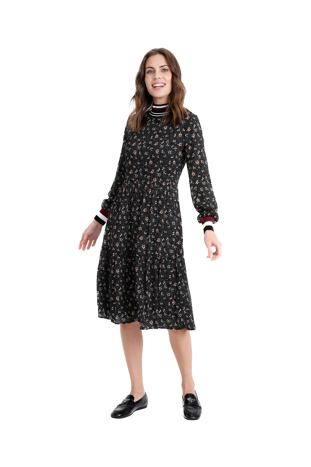 NON-WB3CYT2214 BLACK PRINT DRESS