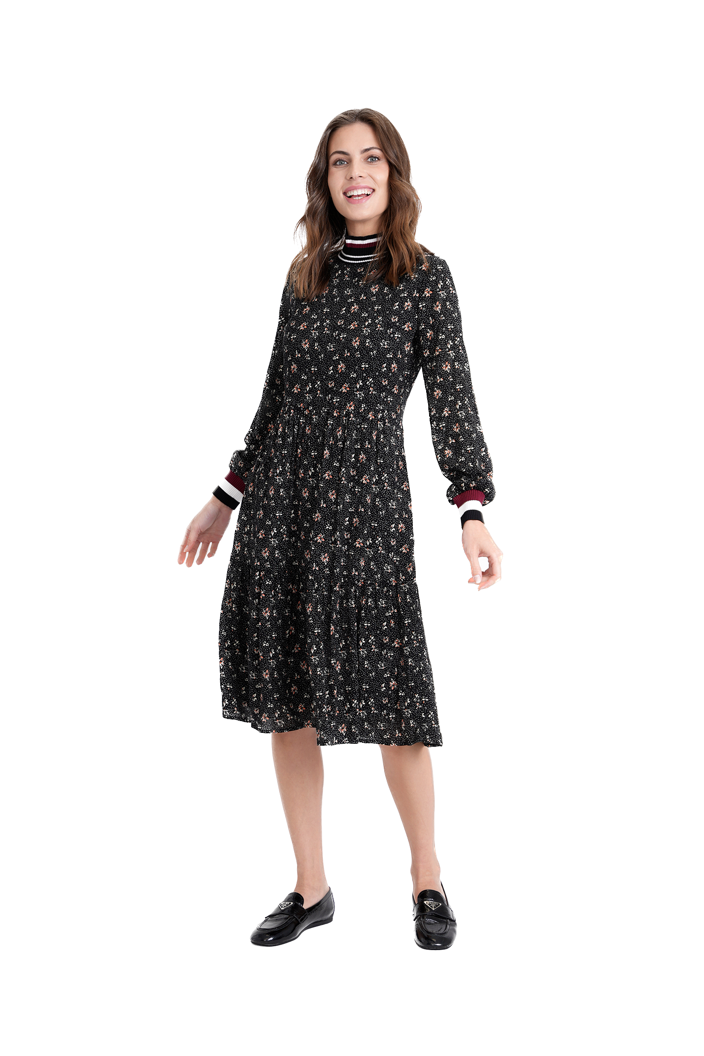 NON-WB3CYT2214 BLACK PRINT DRESS