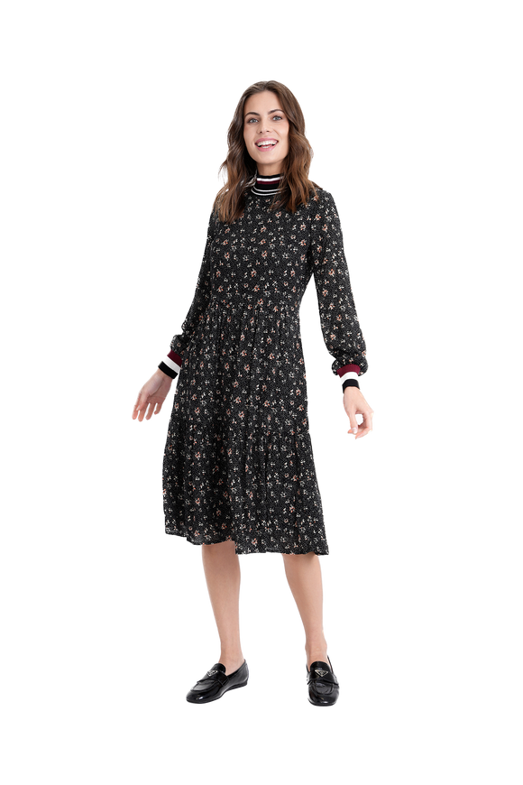 NON-WB3CYT2214 BLACK PRINT DRESS