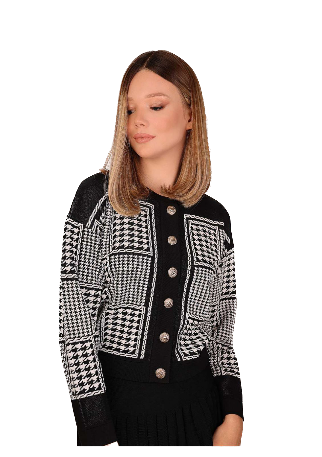 KTL-KNS23,78 BLACK&WHITE CARDIGAN