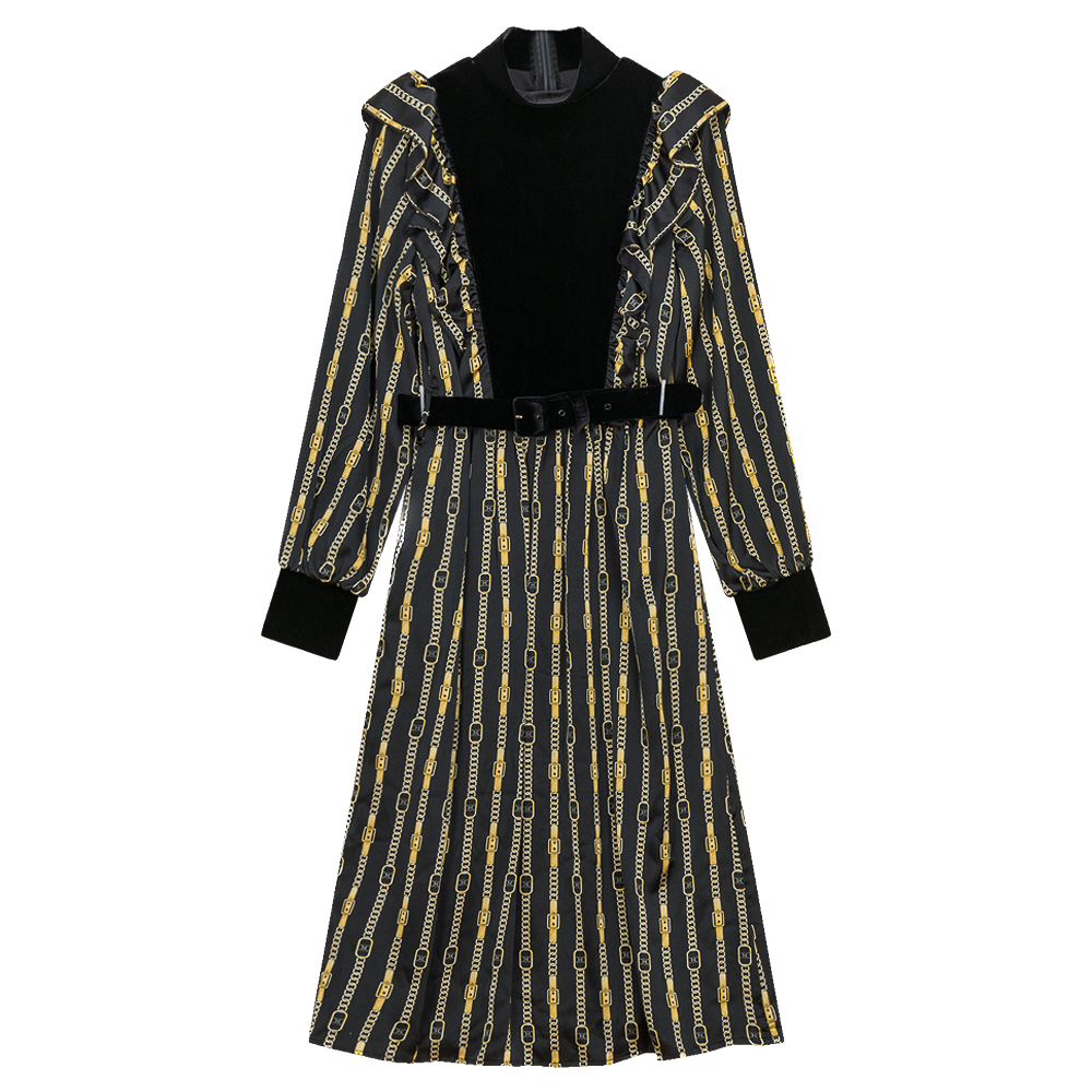 GIN-DW2PT6031 BLACK PRINT DRESS
