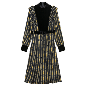 GIN-DW2PT6031 BLACK PRINT DRESS