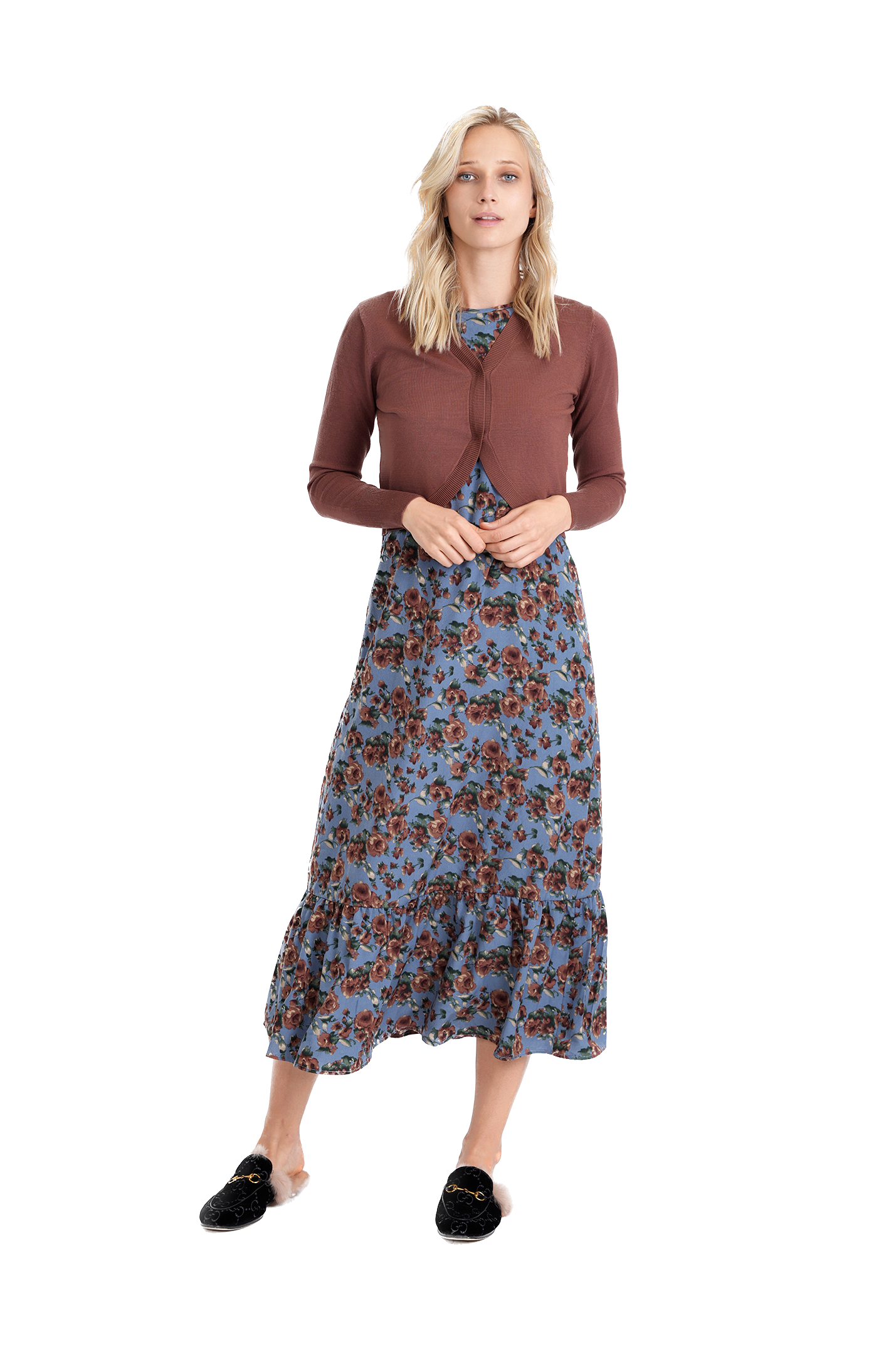 GIN-WB3CPT4860 DENIM PRINT DRESS