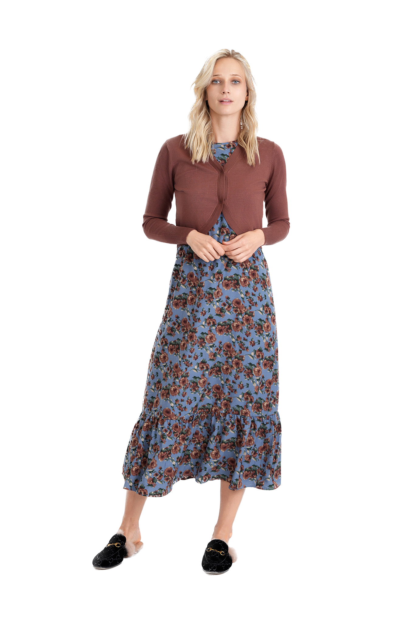 GIN-WB3CPT4860 DENIM PRINT DRESS