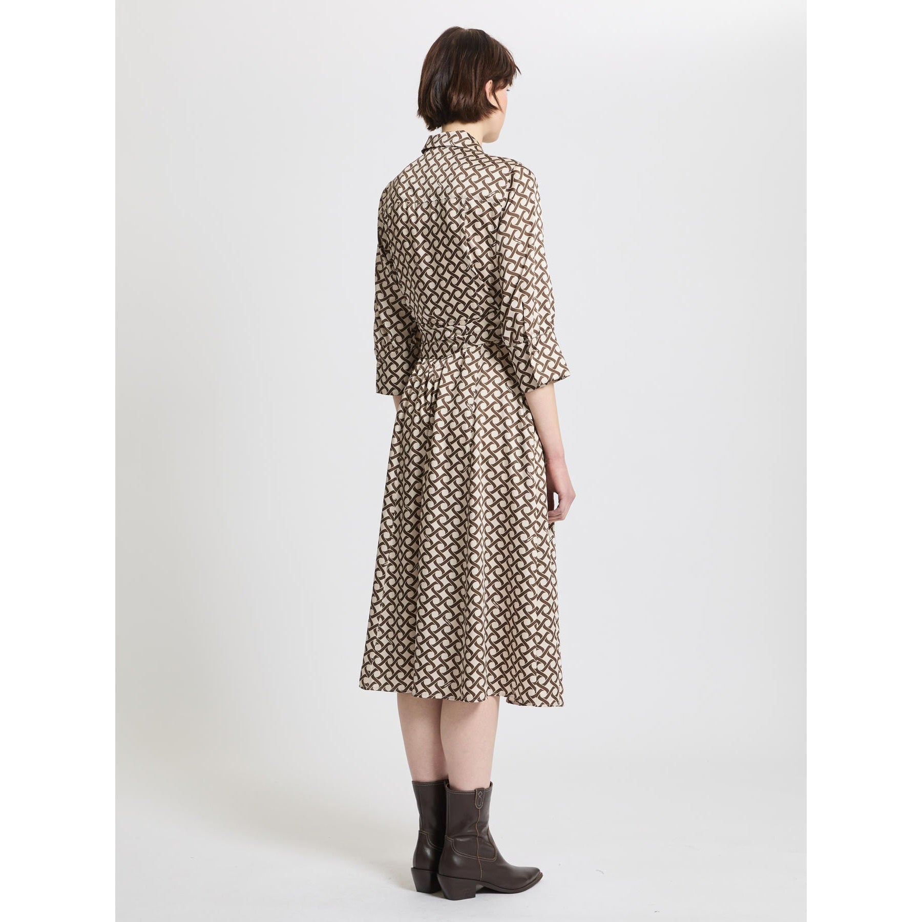 MRL-322606372 DIANA BRN&CREAM DRESS