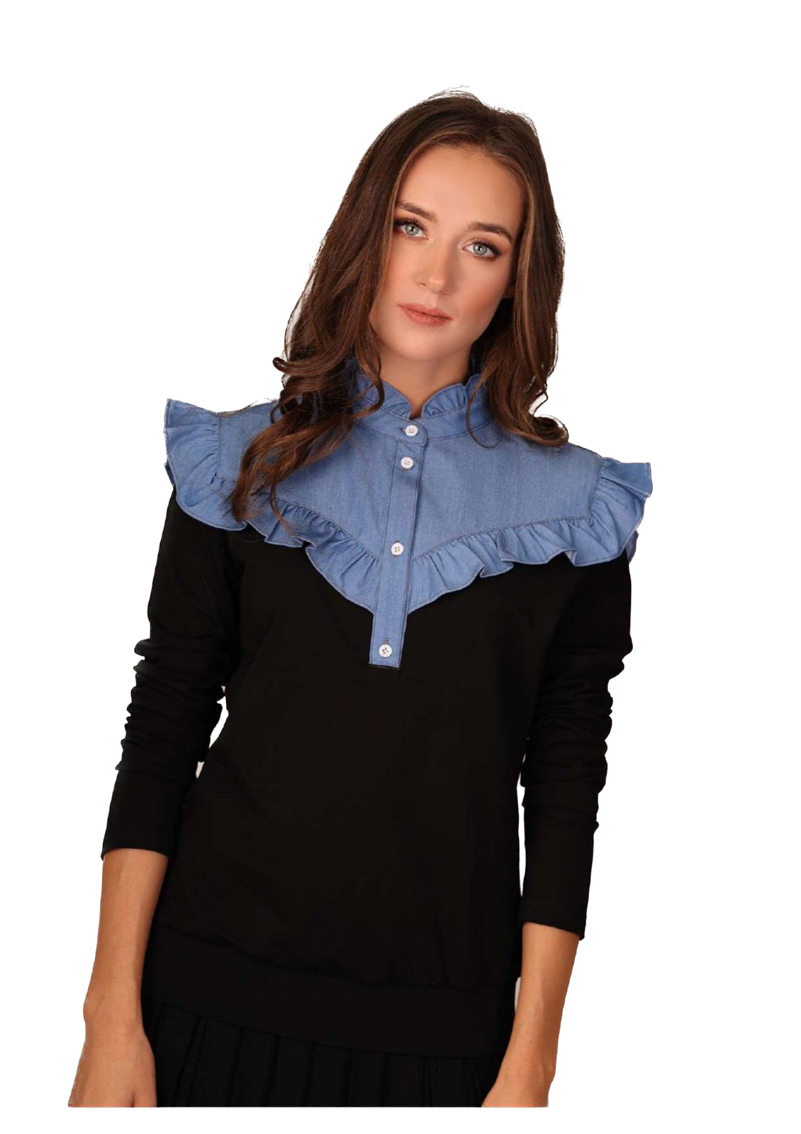 KTL-TS23,16 BLACK&DENIM TOP