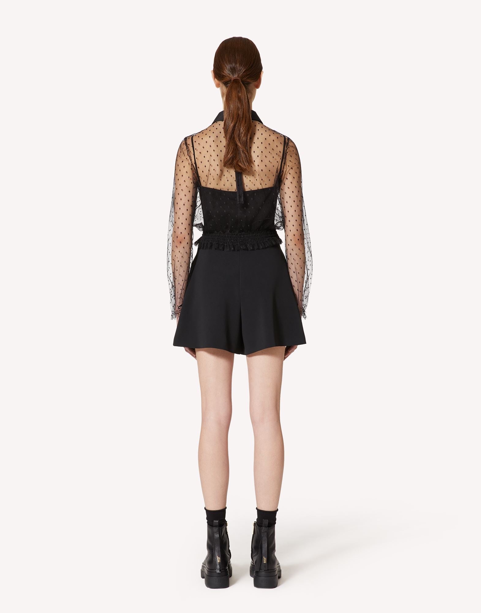 RDV-1R0ABK6542W BLACK LACE BOW SHIRT