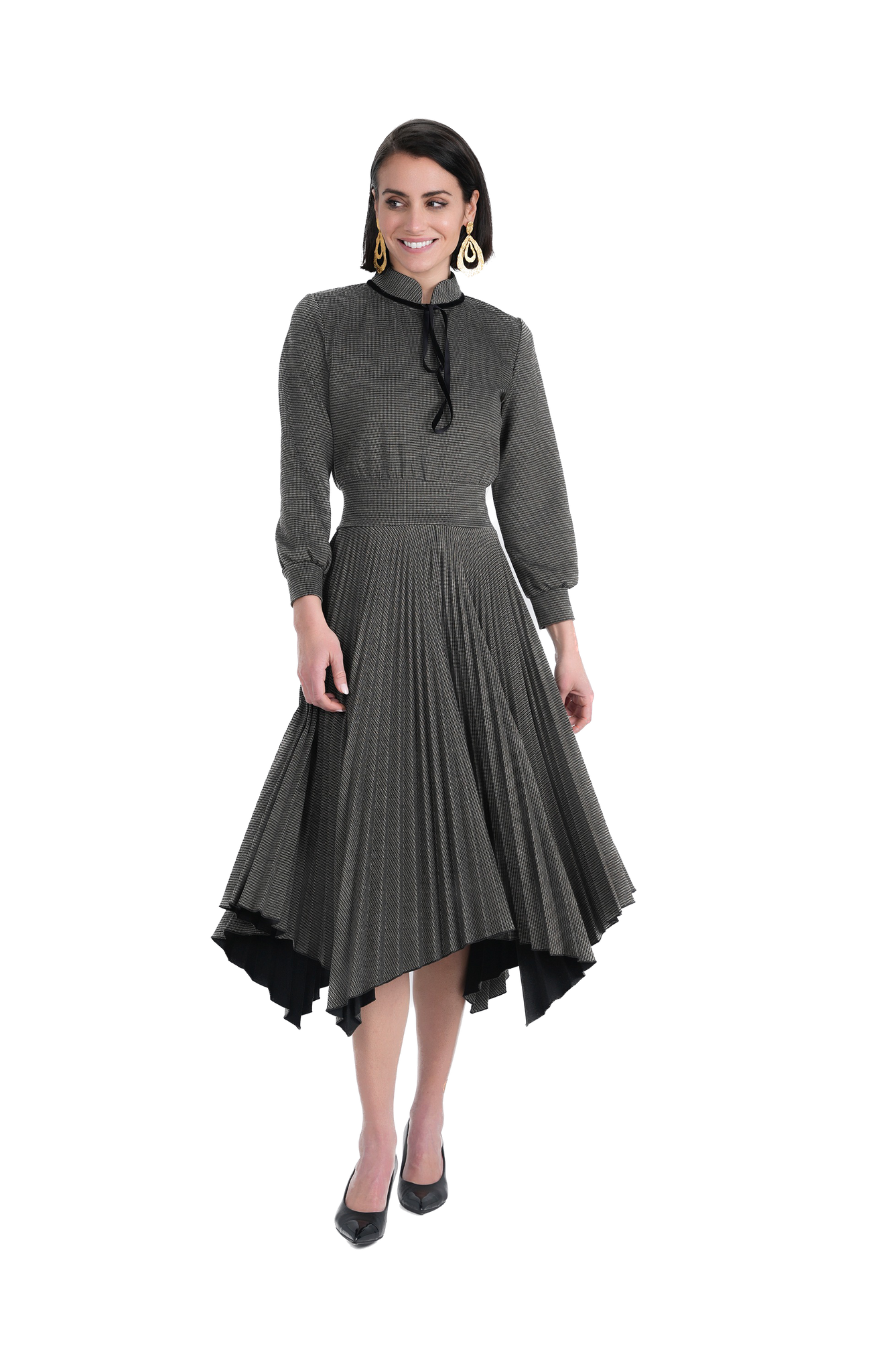 DEJ-DW3M8677A HOUNDSTOOTH DRESS