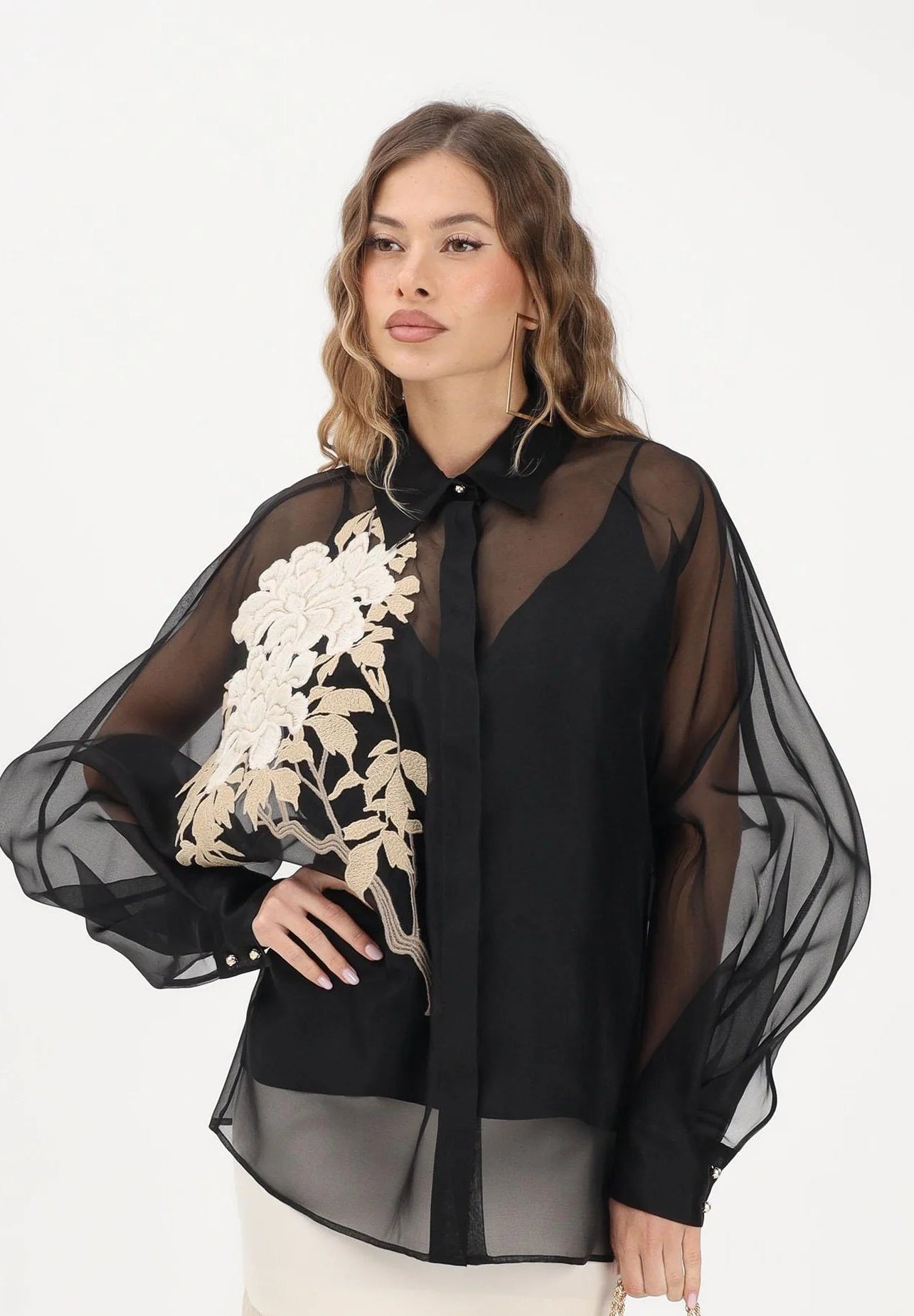 MAX-2121014 MSELIBBRA BLACK FLOWER BLOUSE