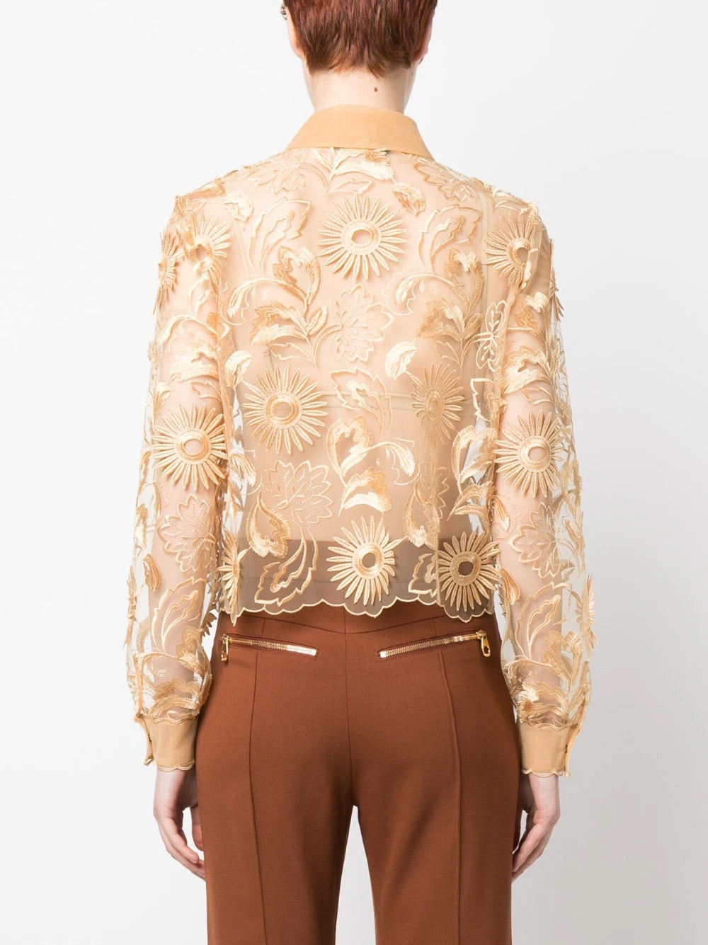 ABF-0217 BEIGE TULLE BLOUSE