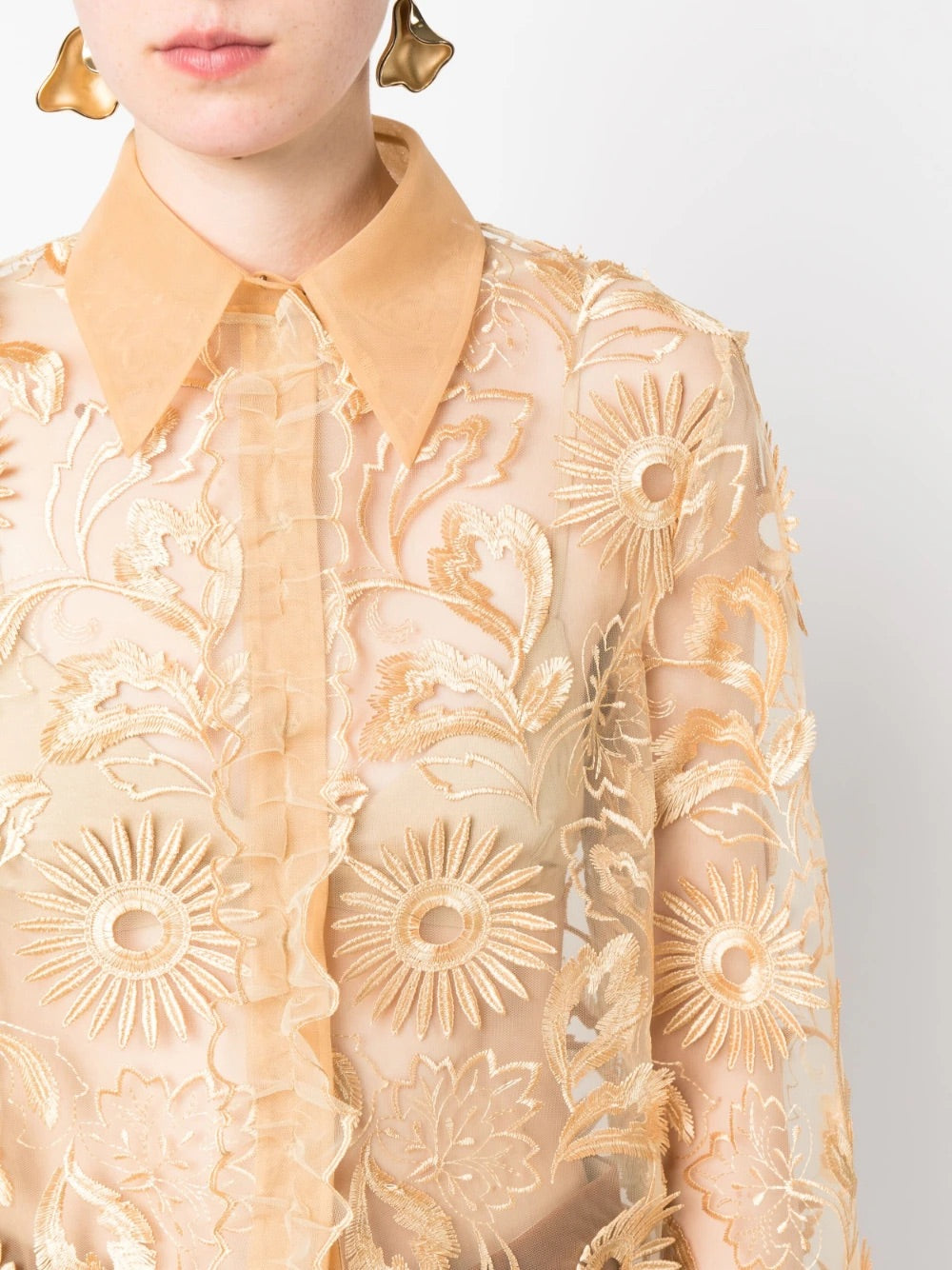 ABF-0217 BEIGE TULLE BLOUSE