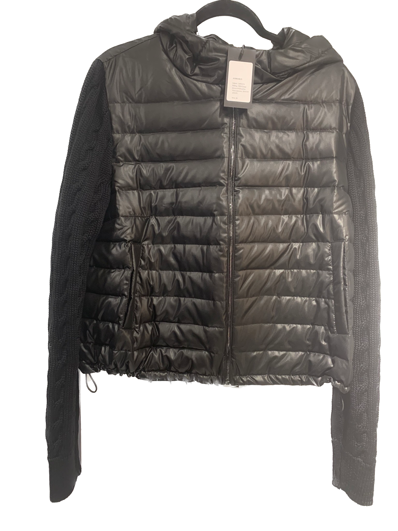 S1202-02-D BLACK CABLE KNIT JACKET
