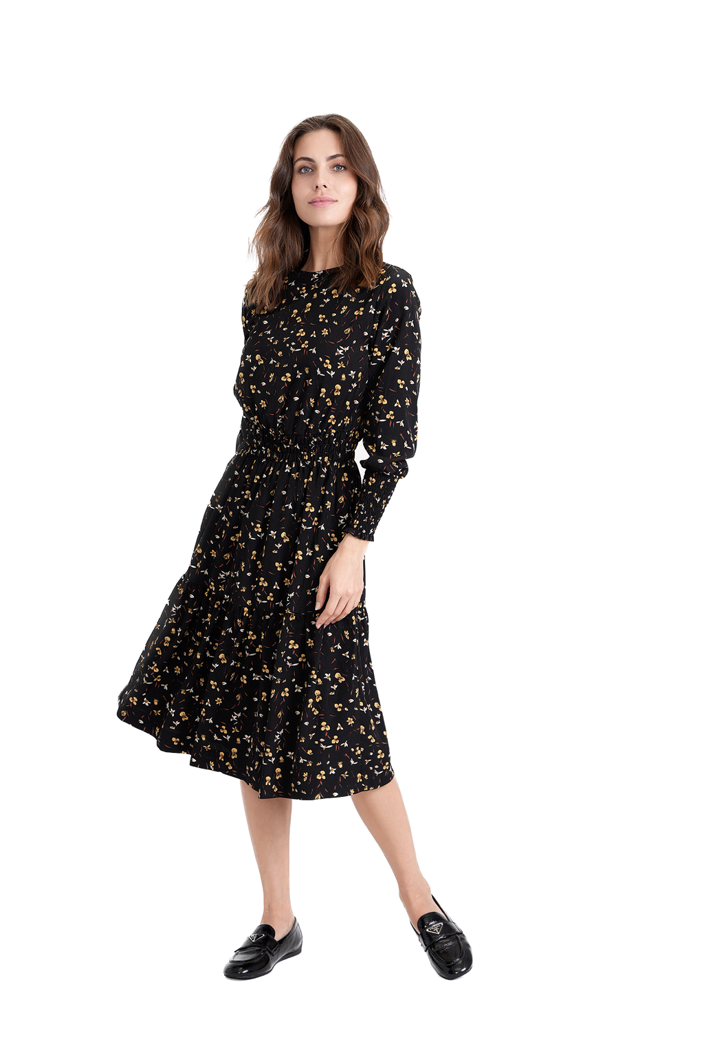 GIN-WB3CPT4954 BLACK&YELLOW DRESS