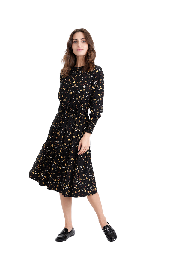 GIN-WB3CPT4954 BLACK&YELLOW DRESS
