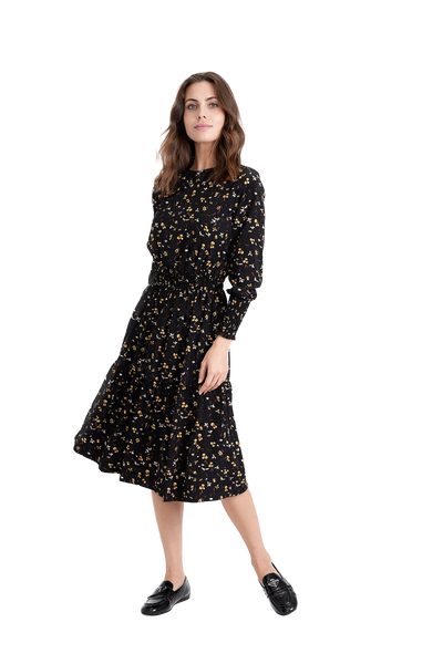 GIN-WB3CPT4954 BLACK&YELLOW DRESS
