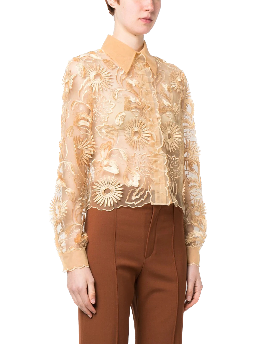 ABF-0217 BEIGE TULLE BLOUSE