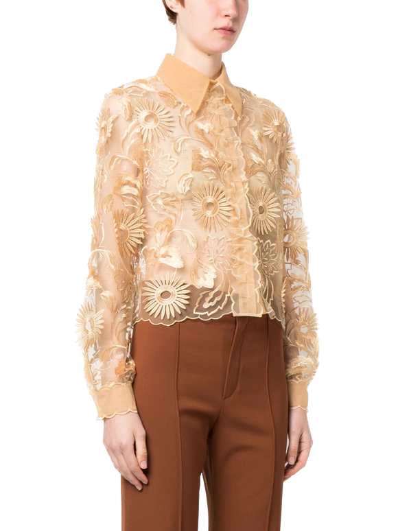 ABF-0217 BEIGE TULLE BLOUSE