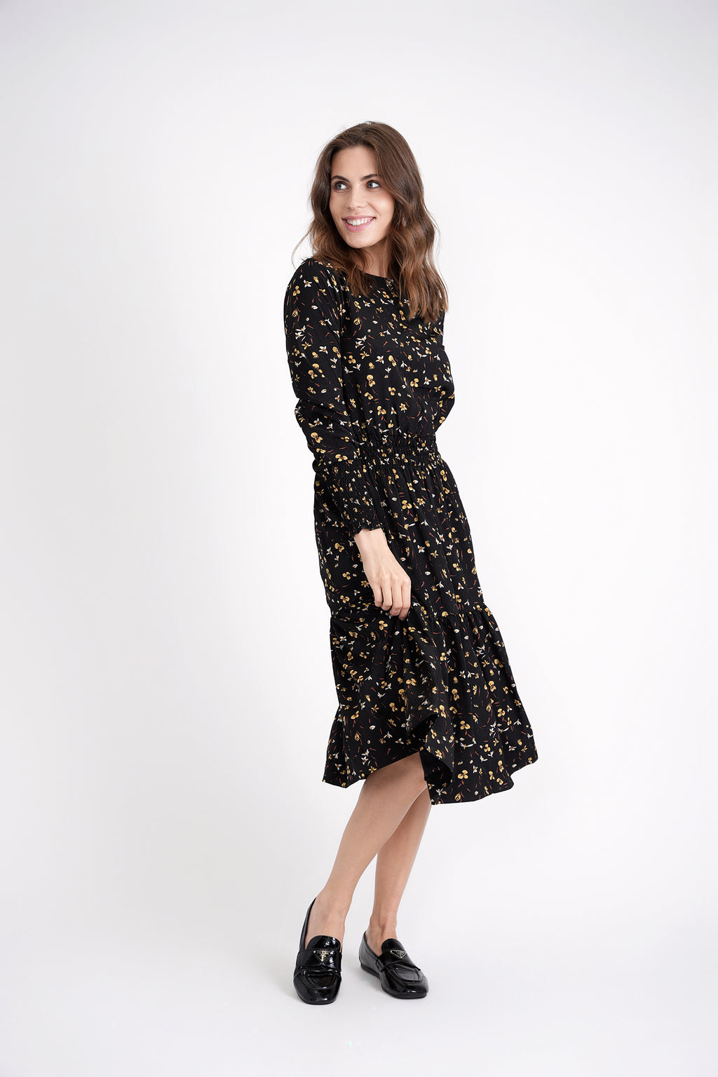 GIN-WB3CPT4954 BLACK&YELLOW DRESS