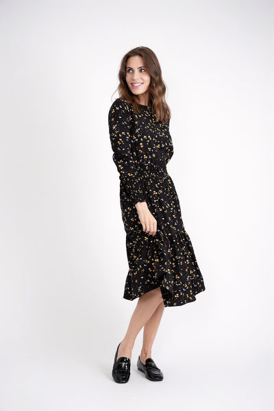 GIN-WB3CPT4954 BLACK&YELLOW DRESS