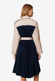 TWS-241LL2DLL BEIGE & NAVY PLEATEDCOAT