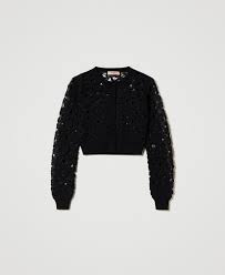 TWS-241TT3234 BLACK KNIT CARDIGAN