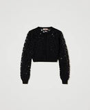 TWS-241TT3234 BLACK KNIT CARDIGAN