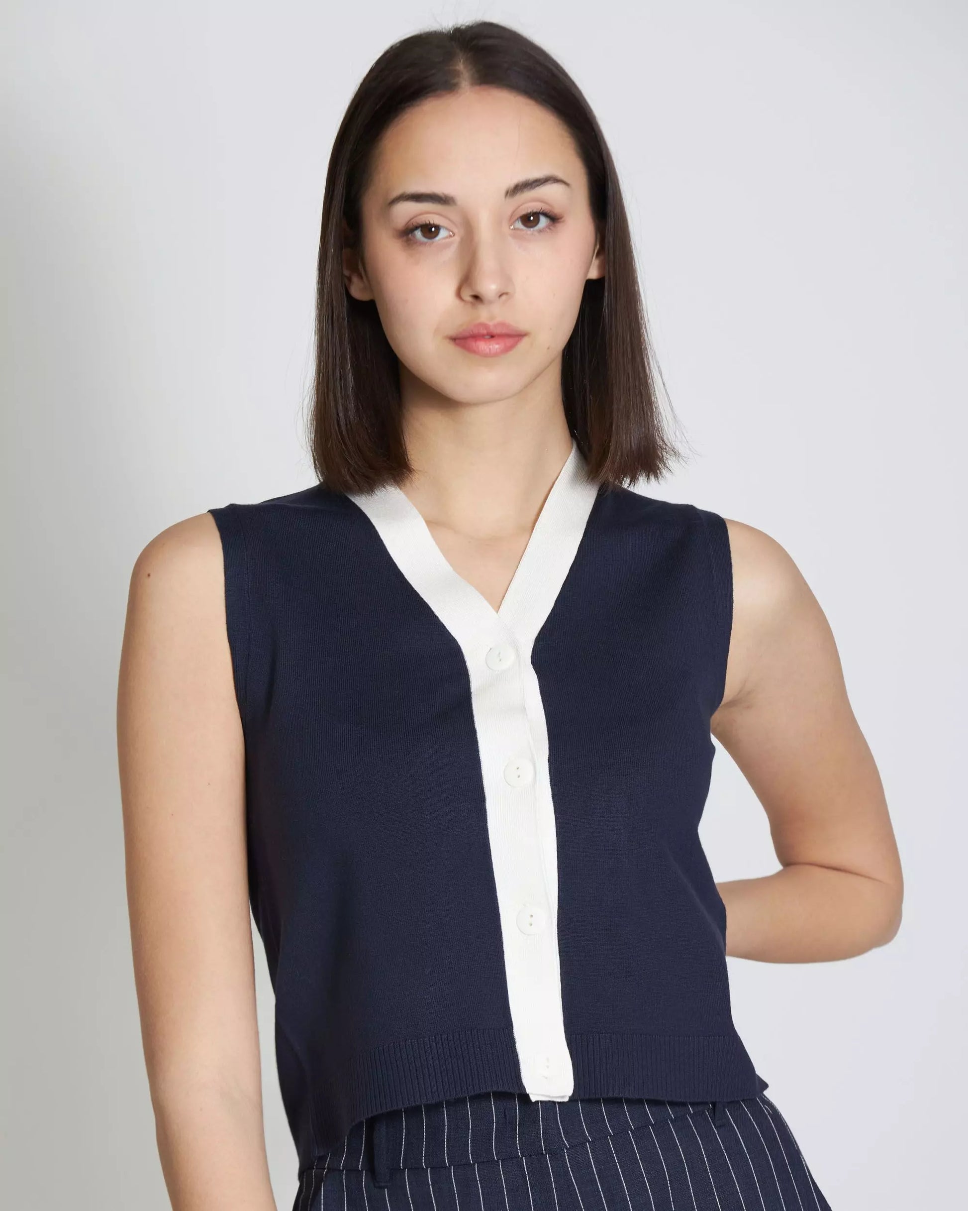 EMME  JEREZ NAVY WAISTCOAT