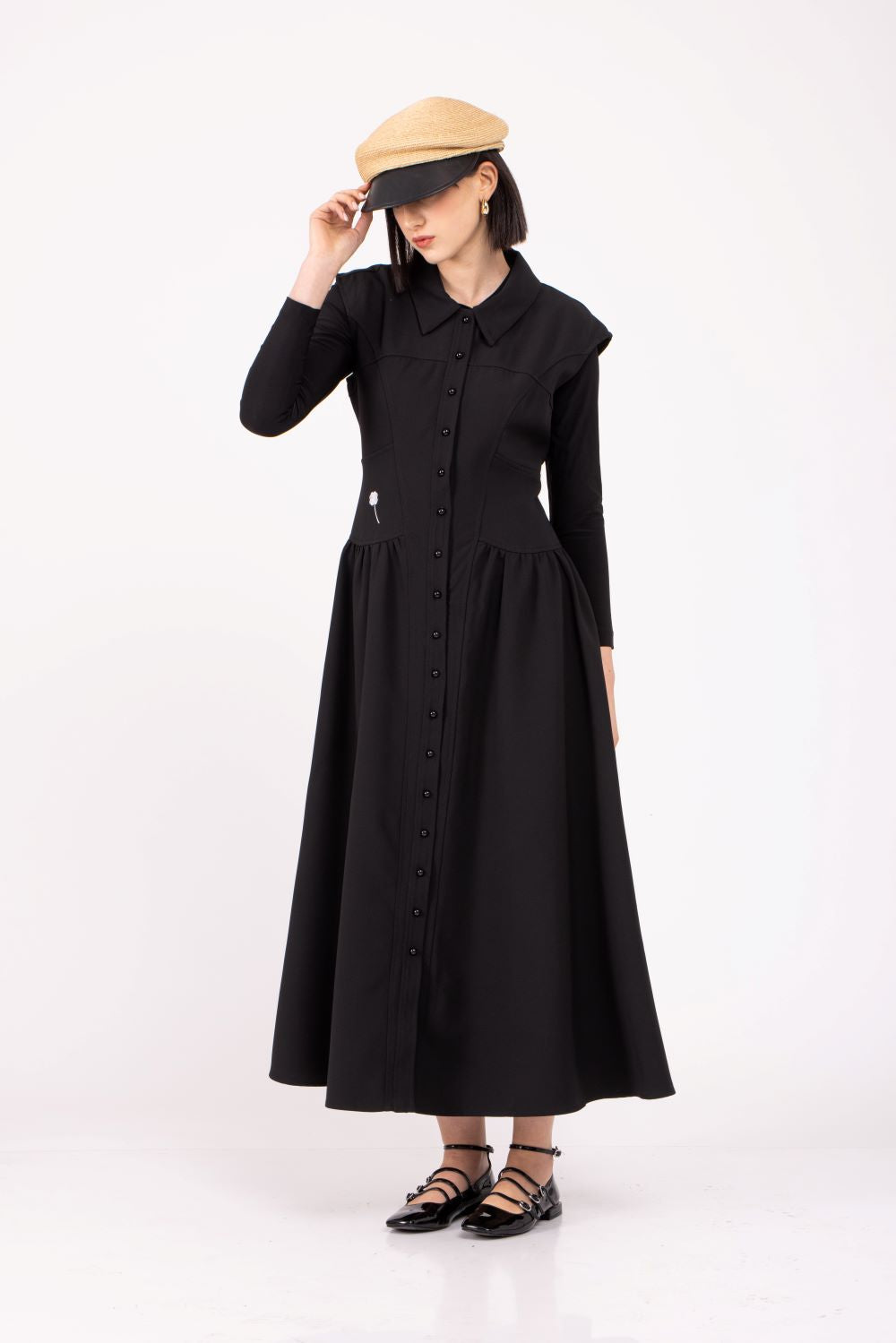 BNI-LQ-24020 BLACK SLEEVELESS DRESS