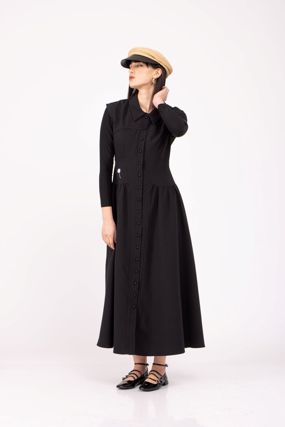 BNI-LQ-24020 BLACK SLEEVELESS DRESS