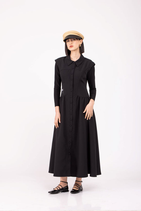 BNI-LQ-24020 BLACK SLEEVELESS DRESS