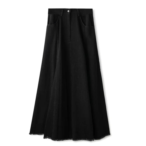 INO-M2-1404 BLACK ZIP-FLY POCKETS SKIRT