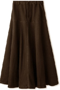 INO-M2-1407 BROWN WINTER ZIP-FLY SKIRT