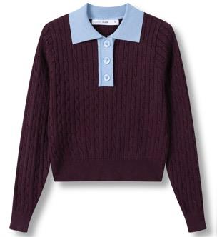 INO-M2-1522 AUBERGINE&BLUE POLO TOP